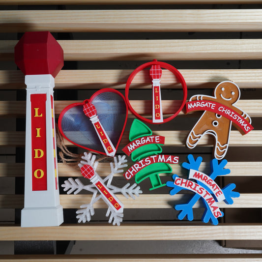 Margate Lido Tree Topper & Bauble Six Pack for your tree